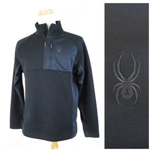 Spyder Mens Solid Black Half Zip Pullover Sweater Jacket Size L